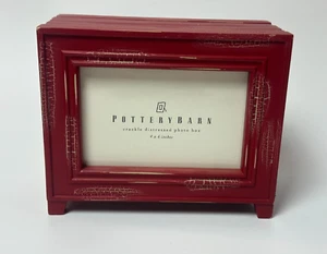 Pottery Barn Distressed rote Kreidefarbe Fotobox mit hängenden Fotostäben NEU - Bild 1 von 12