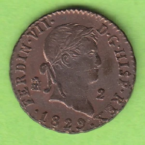 Coin Maravedi Spain 2 Maravedis 1829 Segovia in vz pretty nswleipzig - Picture 1 of 2