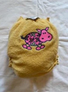 Loveybums Medium Huberta Hippo Embroidered Wool Crepe Diaper Cove. Fit 9-22 lbs - Picture 1 of 2