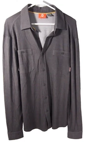 Merrell Mens Shirt M Knit Solid Charcoal Grey Long Sleeve Button Collared - Picture 1 of 5