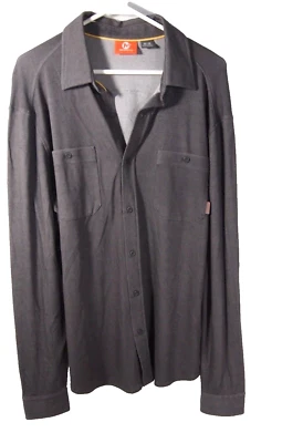 Merrell Mens Shirt M Knit Solid Charcoal Grey Long Sleeve Button Collared - Image 1 of 4