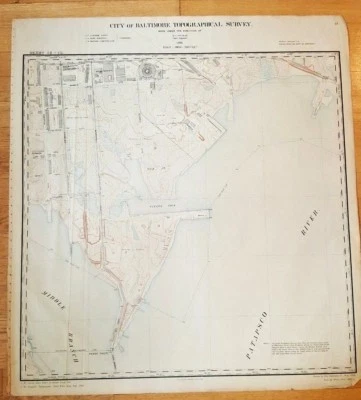 Mapa ANTIGO - Cidade de Baltimore Topog. Pesquisa - 1897- Winans Cove Area - Imagem 1 de 4