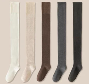 Autumn Women's Over The Knee Socks Girls Thigh High Strench Knit Socks Cotton - Picture 1 of 27