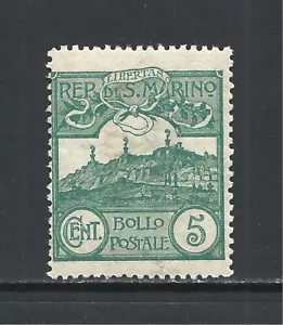 SAN MARINO SCOTT 42 MLH FINO - 1903 5c EDICIÓN VERDE AZUL - MT. TITANIO - Imagen 1 de 2
