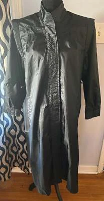 Винтажный Weather Wise от Micki! Длинный черный полиэстер нейлона пальто/куртка L - Изображение 1 из 4