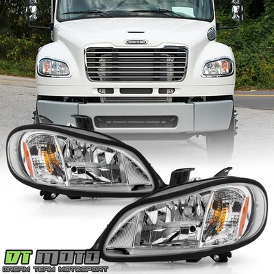 2004-2012 Freightliner Business Class M2|106|112 Chrome Headlights Headlamps Set - Imagem 1 de 4