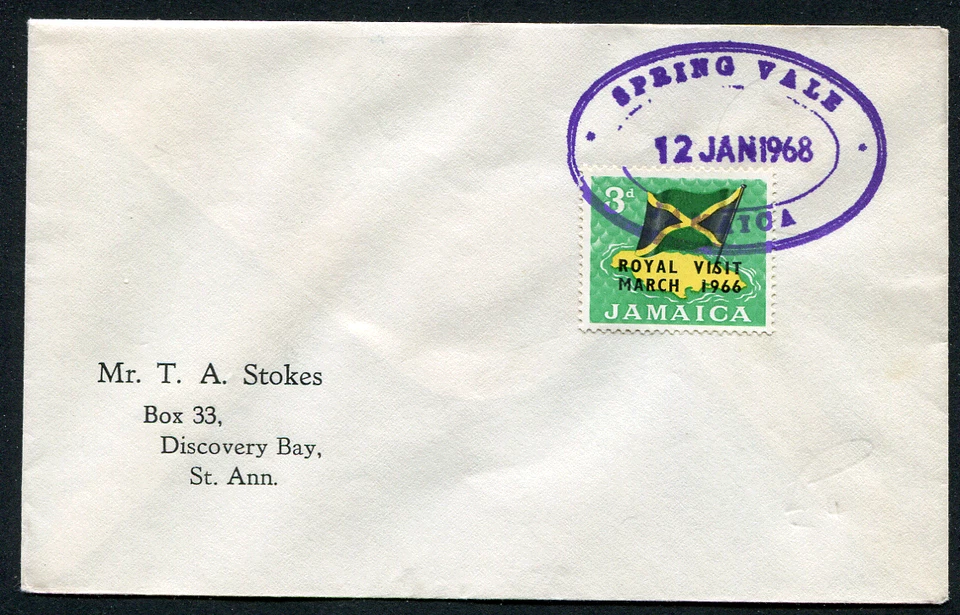 JAMAICA (25196): SPRING VALE matasellos/TRD cancelar/cubierta 1968 Foto 1 de 1