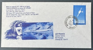 Premier Flight Paris Tokyo Papeete Par Air France /1992/ FDC - Picture 1 of 2