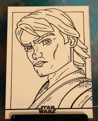 1/1 Sketch Card ANAKIN SKYWALKER 2025 Topps STAR WARS CHROME by Rusty Gilligan - Image 1 of 2