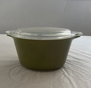 1 Vintage PYREX #473 Dark Green 1 Qt. Bowl With Glass Lid - Picture 1 of 8