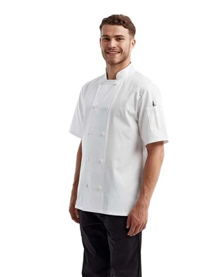🔥 Artisan Collection by Reprime Short Sleeve Recycled Chef Coat RP656 White XS - Image 1 of 3