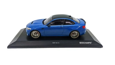 Minichamps 1/18 BMW M2 CS 2020 Blue Metallic Gold Wheels Diecast Model Car - Photo 1/2