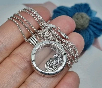 Collar Medallón Flotante Mediano Pandora Genuino En Caja Con Dijes 60cm 💕  Foto 1 de 4
