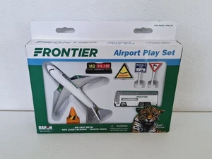 Daron Frontier Airlines Airport Play Set With Airplane Bus Signs Die Cast Metal - Picture 1 of 5