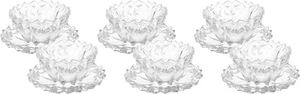 12pc Glass Bowl Set Crystal Clear Dessert Serving Bowls with Saucer Fruit Salad - Picture 1 of 15