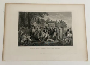 1882 Selmar Hess - William Penn's Treaty with the Indians Engraving Print - Picture 1 of 7