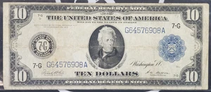 Series of 1914 US $10 Federal Reserve Note (F-930) - VG to Fine Condition - Picture 1 of 2