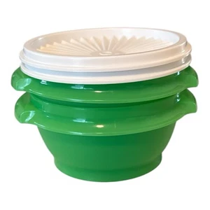 Tupperware 10 oz. Juego de 2 cuencos pequeños Servalier verdes tapas blancas NUEVO - Imagen 1 de 13