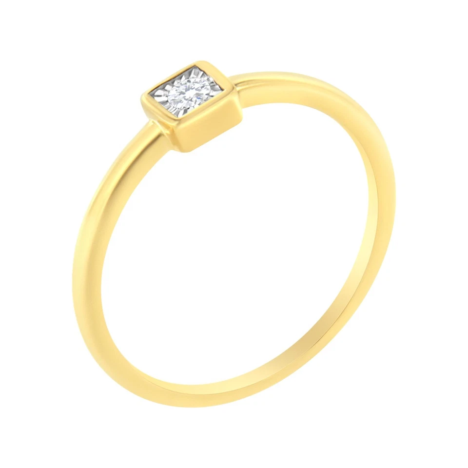 14K Yellow Gold Plated .925 Sterling Silver 1/20 cttw Miracle Set Diamond Ring - Image 1 of 1