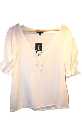 New w Tags ModCloth Peasant Boho Women’s sz S Blouse Shirt Top White Textured - Image 1 of 4