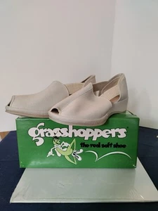 Vintage Grasshopper offene Zehenpartie Espadrille Keilabsatz Sandalen - Verona - 7,5 - beige - Bild 1 von 18