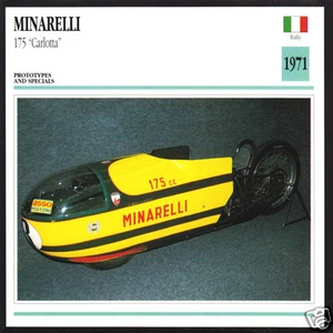 1971 Minarelli 175cc Carlotta Record-Breaker Motorcycle Photo Spec Info Card - Picture 1 of 1
