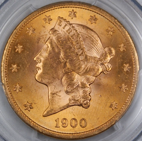 1900 Liberty Gold Double Eagle, PCGS Genuine (Alt. Surface) Very Choice BU AKR Cover
