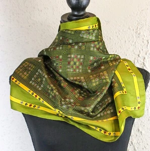 Vintage Echo Women's Scarf Japan Silk Chinon Blend Square 27x27 Geometric Print - Picture 1 of 5
