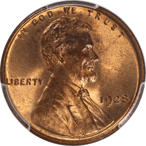 1928 Lincoln Wheat Cent 1c PCGS MS65 RB Cover