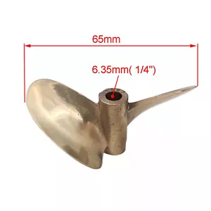 RC Boot Propeller P1.6 67mm 6,35mm 1/4" 2-Klingen Kupfer Prop für RC Speedboot - Bild 1 von 12