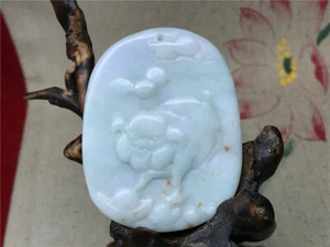 100% Chinese artisan Hand-carved Delicate natural Jadeite pig pendant 173 - Picture 1 of 7
