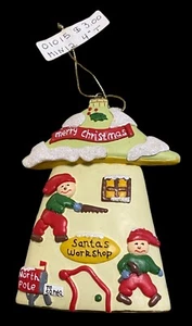 Santa’s Workshop Elves Ornament Resin By Coetta Pauboen 4.25” X 3.25” Vintage 3D - Picture 1 of 13