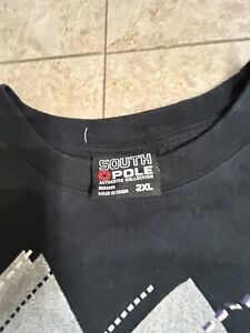 NWT Southpole Short Sleeve Shirt Black/Grey/Silver Waffle Knit Cyber Y2K