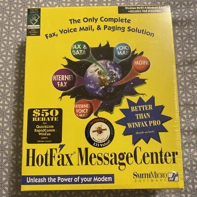 Vintage HotFax Message Center Two Versions Windows 95/NT & Windows 3.1x 1998 NIB - Image 1 of 4
