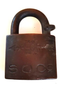 Antique Standard Oil Co. XLCR SOCO Brass Padlock Corbin Cabinet Lock - No Key - Picture 1 of 2