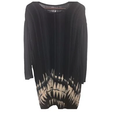 Vestido para mujer Plenty by Tracy Reese negro y tostado tie dye manga larga Foto 1 de 4