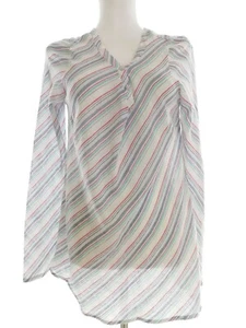 Dorothy perkins Size 12 (40) White Tunic Blouse Cotton 100% Long Sleeve Stripes - Picture 1 of 5
