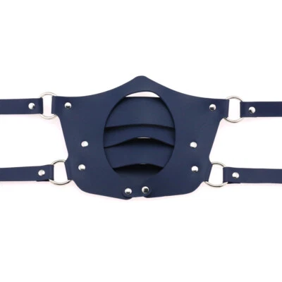 PU Leather Half Face Cover Mask Cosplay Costumes Black Red Halloween Party - Image 1 of 4