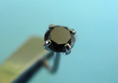 .11ct 2,98 мм 100% реальный черный бриллиант нос кольцо/винт, CERT, бесплатный DIA тестер - Изображение 1 из 4