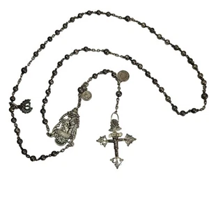 05K20 ANCIEN CHAPELET XVIIIe + PERLES ARGENT MASSIF PRIERES RELIGION SAINTE ANNE - Photo 1 sur 12