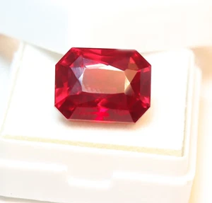 Natural Blood Red Ruby Emerald Cut 12.10 Ct Burma Certified GIE Loose Gemstone - Picture 1 of 8