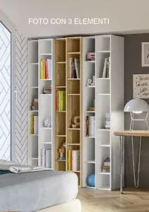 1 ELEMENTO LIBRERIA COMPONIBILE IN LEGNO NOBILITATO O LACCATO OPACO/LUCIDO - Foto 1 di 9