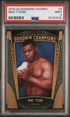 PSA MINT 9 MIKE TYSON # 5 UPPER DECK GOODWIN 2015 CHAMPIONS “WHITE DOVE” POP #5 - Image 1 of 2