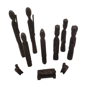 Schwarz Holz Handgeschnitzt Kongo Afrikanische Krippe Weihnachten Set - Bild 1 von 11