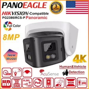 Hikvision Compatible 4K 8MP Panoramic 180° Dual Lens Full Color IP Camera Turret - Picture 1 of 24
