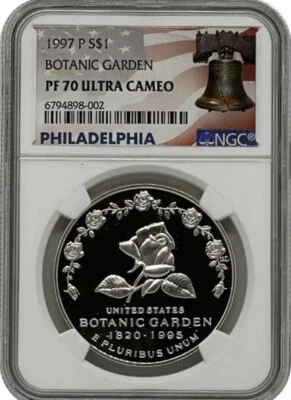 1997 BOTANIC GARDEN Silver Dollar $1 NGC PF70💥FLAWLESS QUALITY💥 - Image 1 of 4