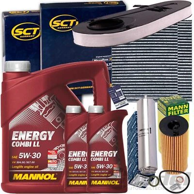 MEYLE + MANN-FILTER + WEITERE PAQUETE DE INSPECCIÓN + ACEITE MANNOL COMBI LL 5W30 adecuado para BMW Serie 5 F10 F11