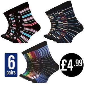 Calcetines para hombre 6 pares informales inteligentes trabajo golf algodón diseño calcetines de colores talla 6-11 - Imagen 1 de 14