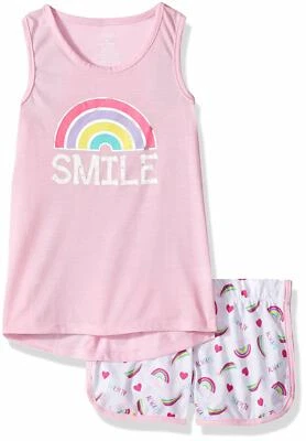 Candie's Girls' Big Tank and Short Set, Smile Pink/White, Small - Image 1 of 2
