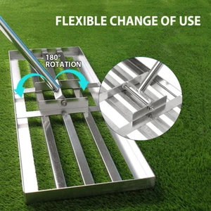 Edelstahl Rasenrakel Rakel zum sanden Levelingrake Flächenebner Leveler 25x76cm - Bild 1 von 12